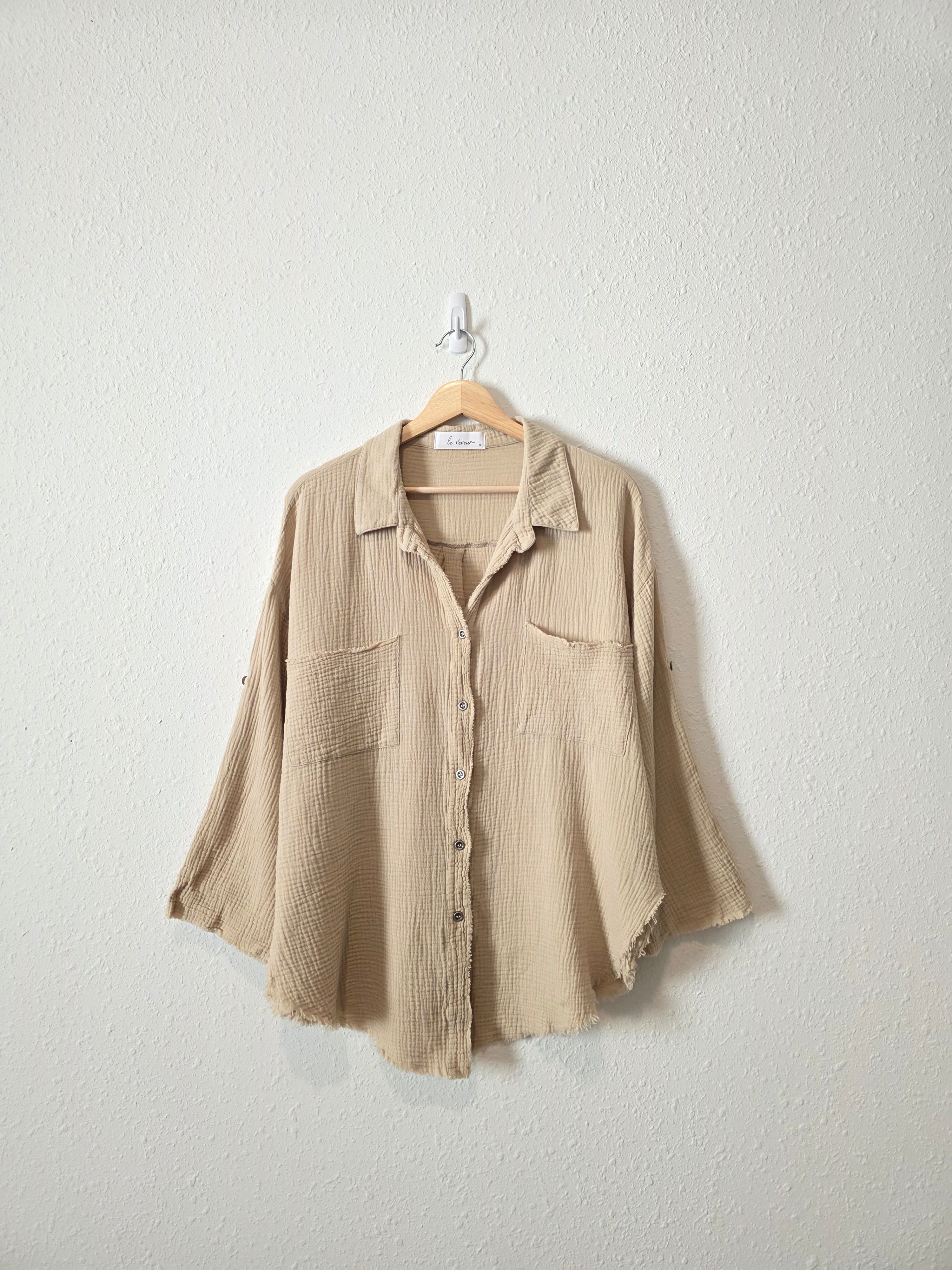 Oversized Cotton Gauze Button Up (M)