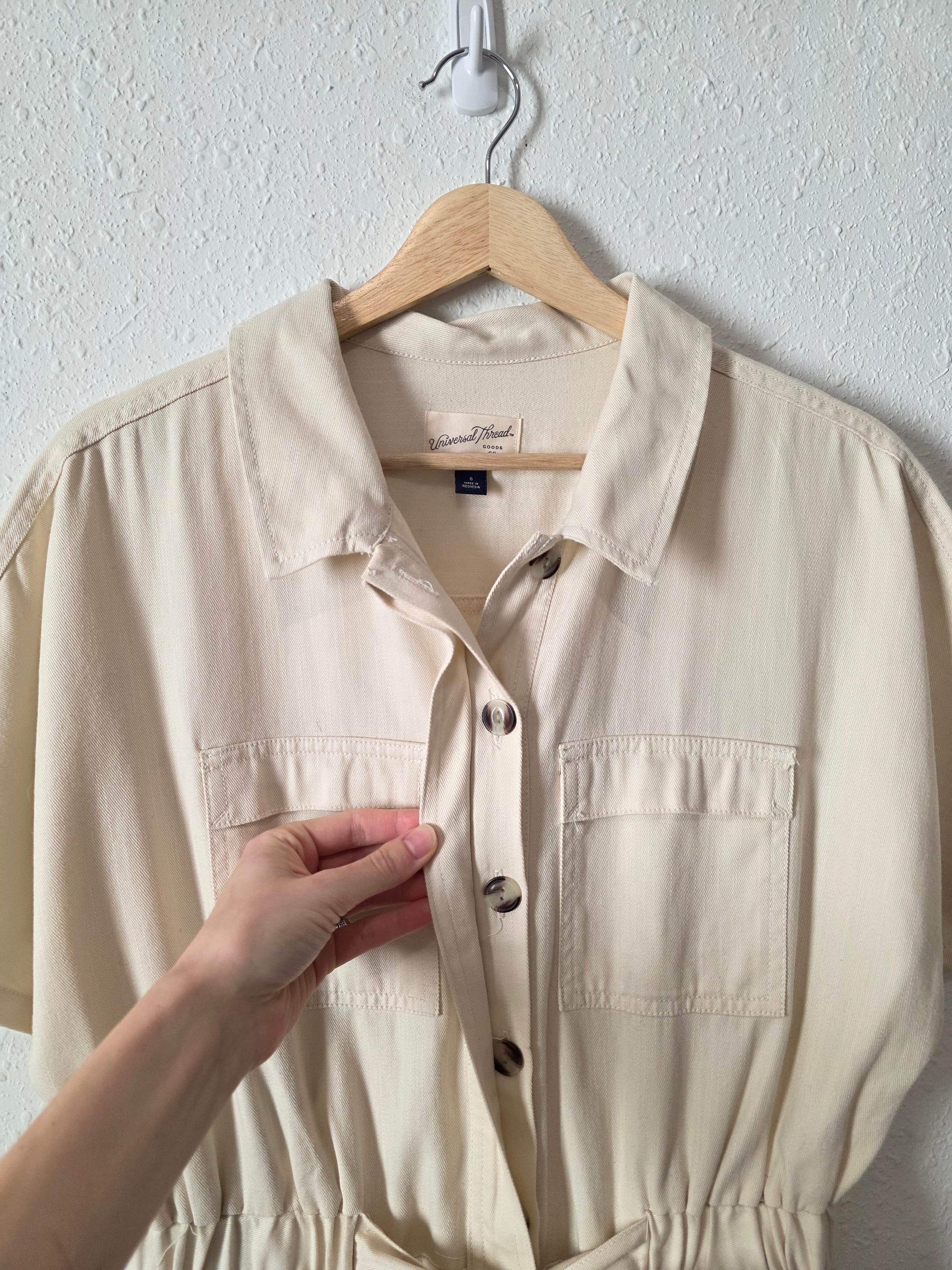 Cream Straight Cotton Jumpsuit (6)