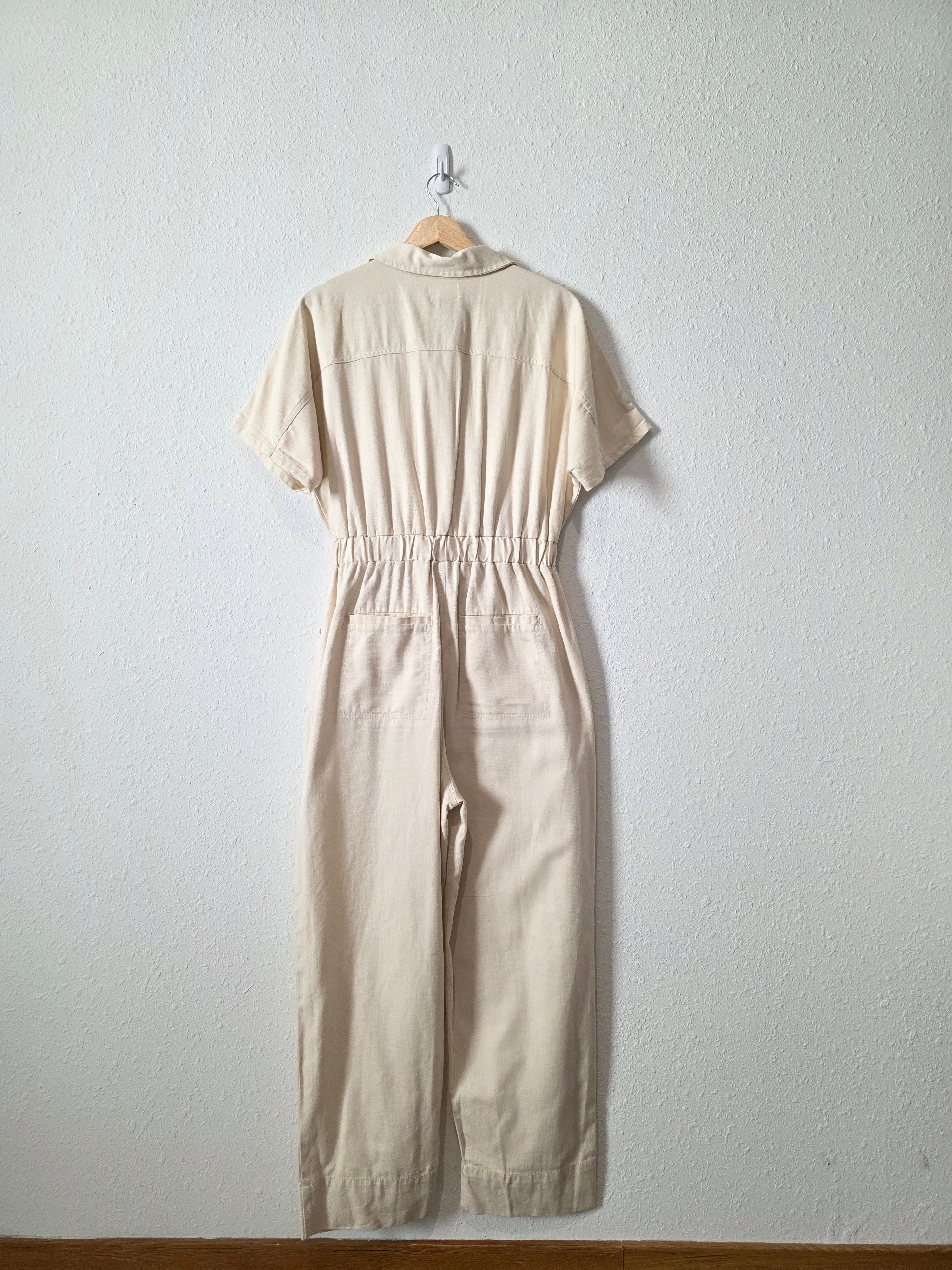 Cream Straight Cotton Jumpsuit (6)