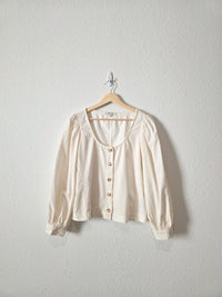 Madewell Cord Puff Sleeve Top (M)