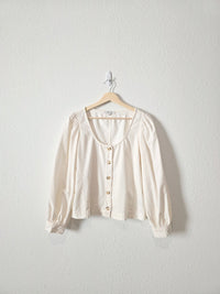 Madewell Cord Puff Sleeve Top (M)