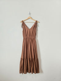 Lush Brown Tiered Midi Dress (S)