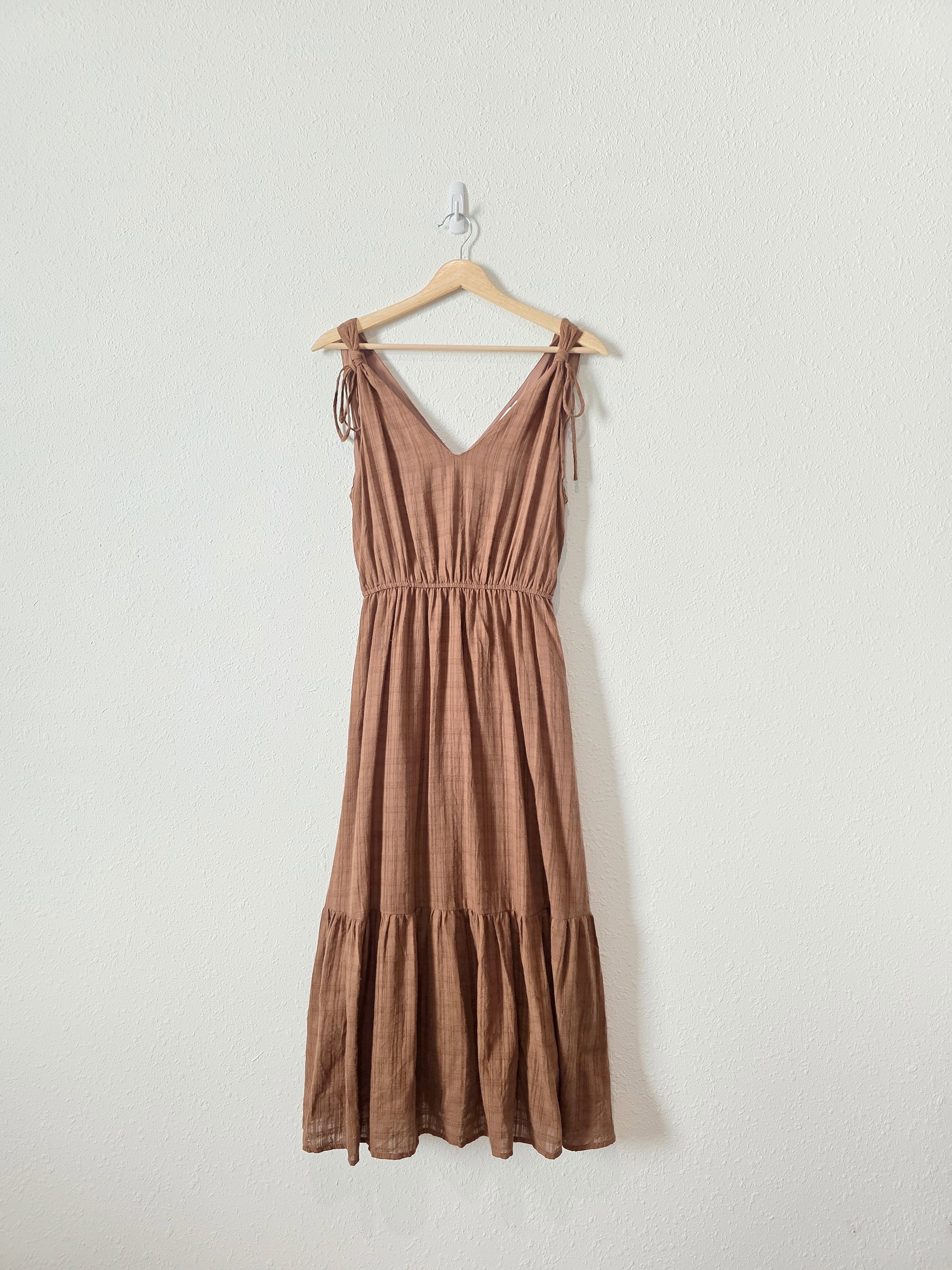 Lush Brown Tiered Midi Dress (S)