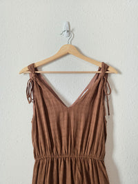 Lush Brown Tiered Midi Dress (S)