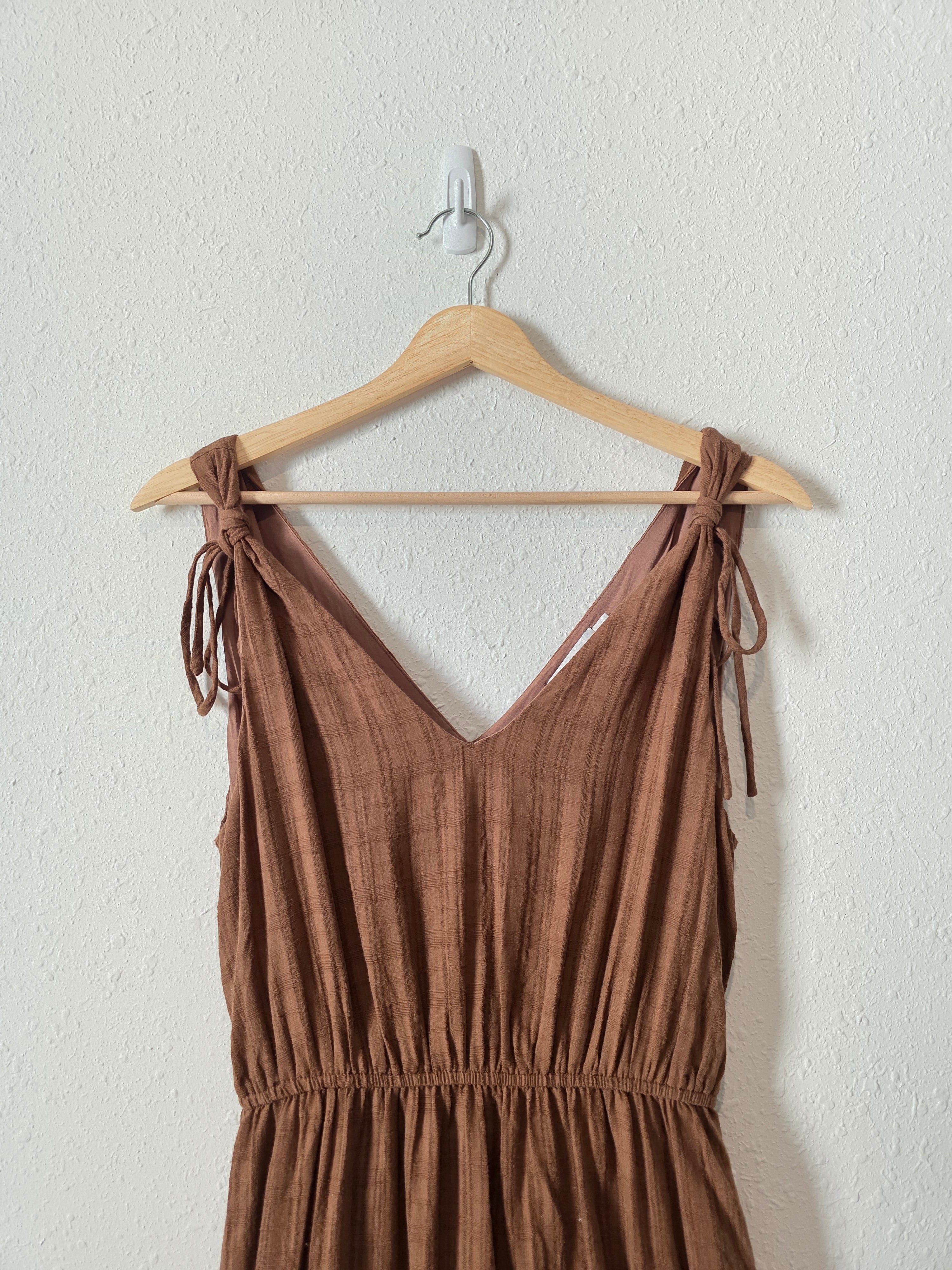 Lush Brown Tiered Midi Dress (S)