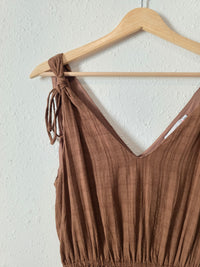 Lush Brown Tiered Midi Dress (S)