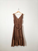 Lush Brown Tiered Midi Dress (S)