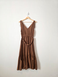 Lush Brown Tiered Midi Dress (S)