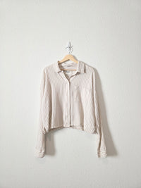 Abercrombie Linen Striped Button Up (L)