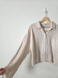 Abercrombie Linen Striped Button Up (L)