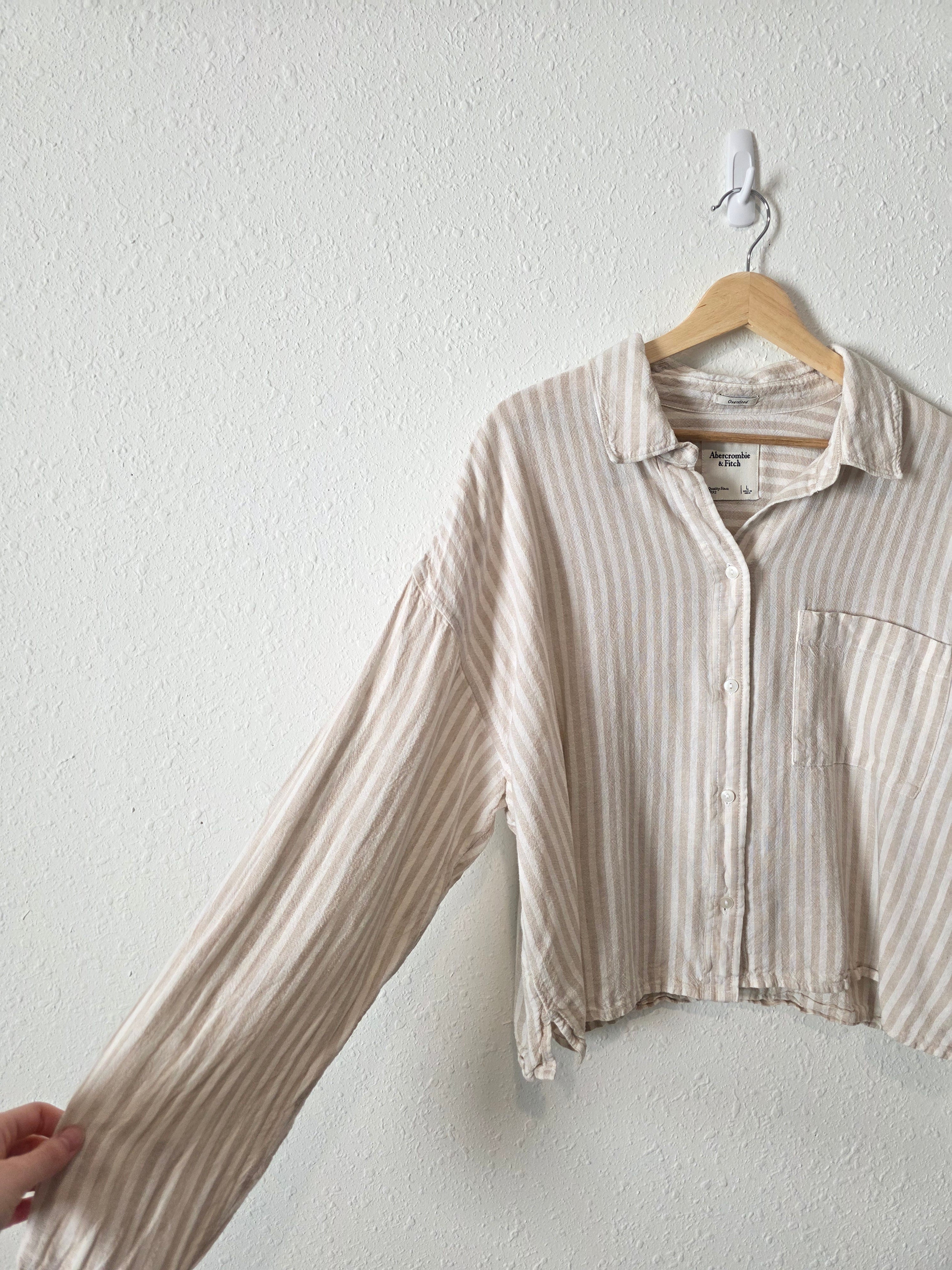 Abercrombie Linen Striped Button Up (L)