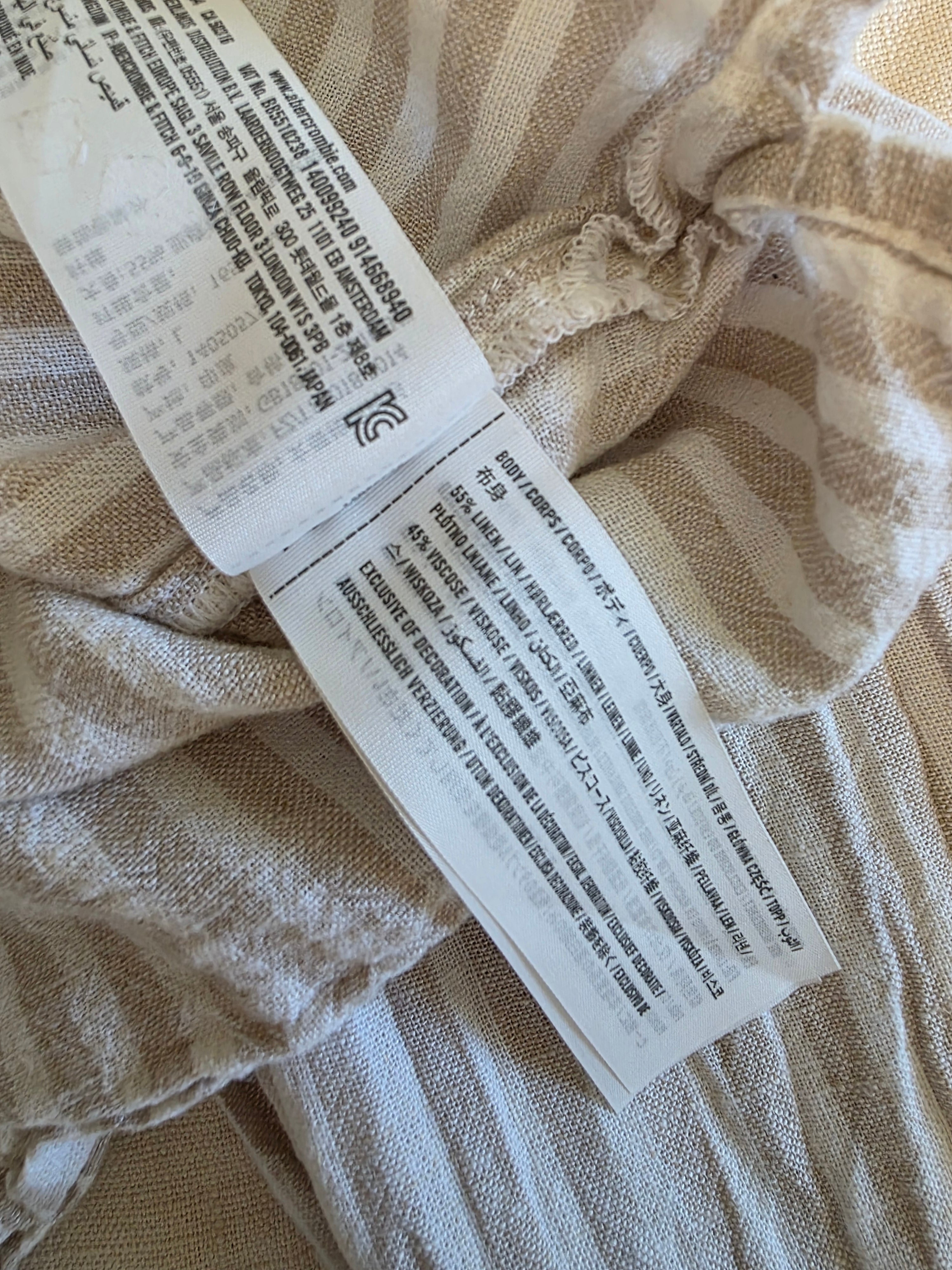 Abercrombie Linen Striped Button Up (L)