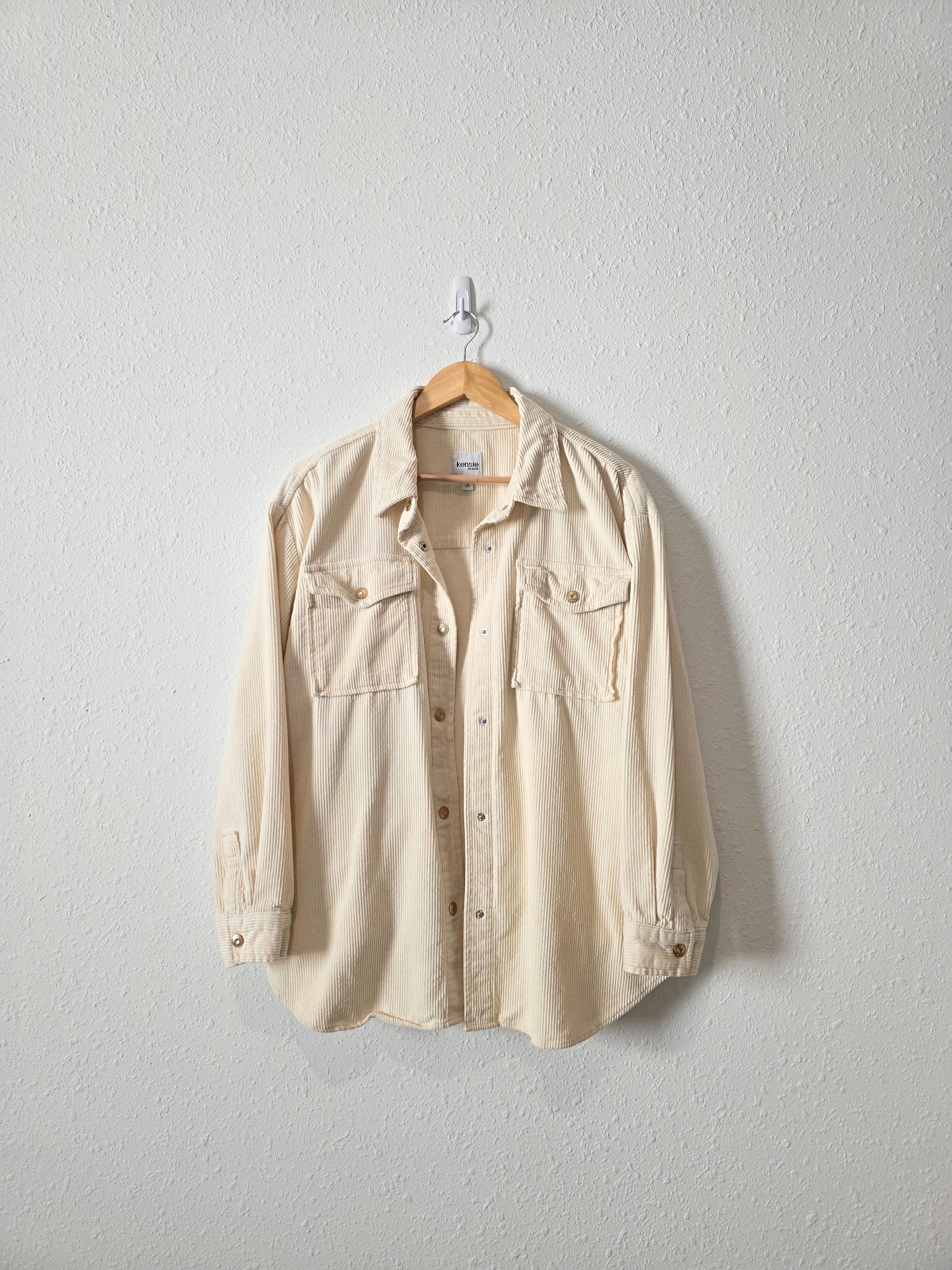 Cream Cord Button Up Jacket (L)