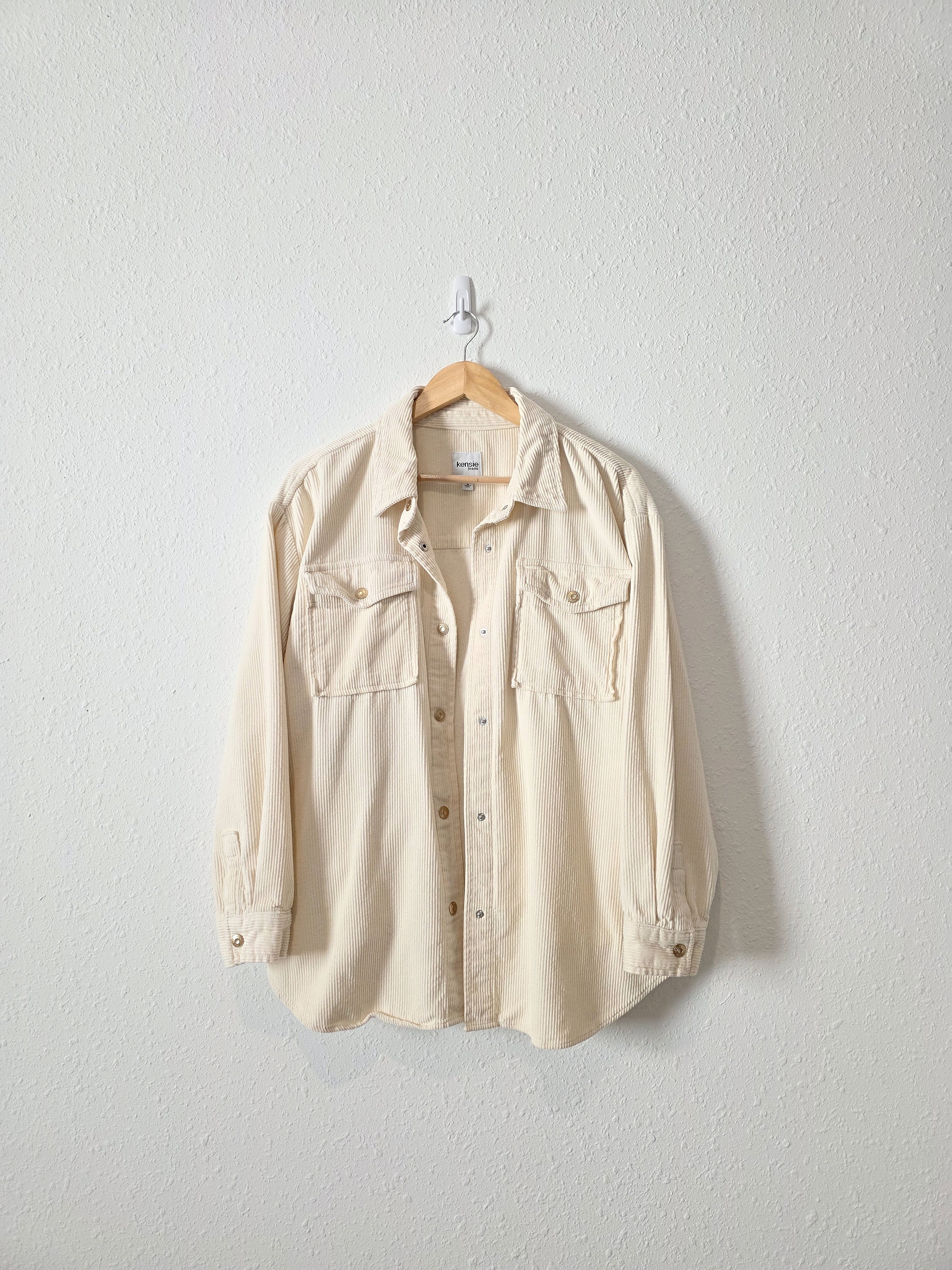 Cream Cord Button Up Jacket (L)