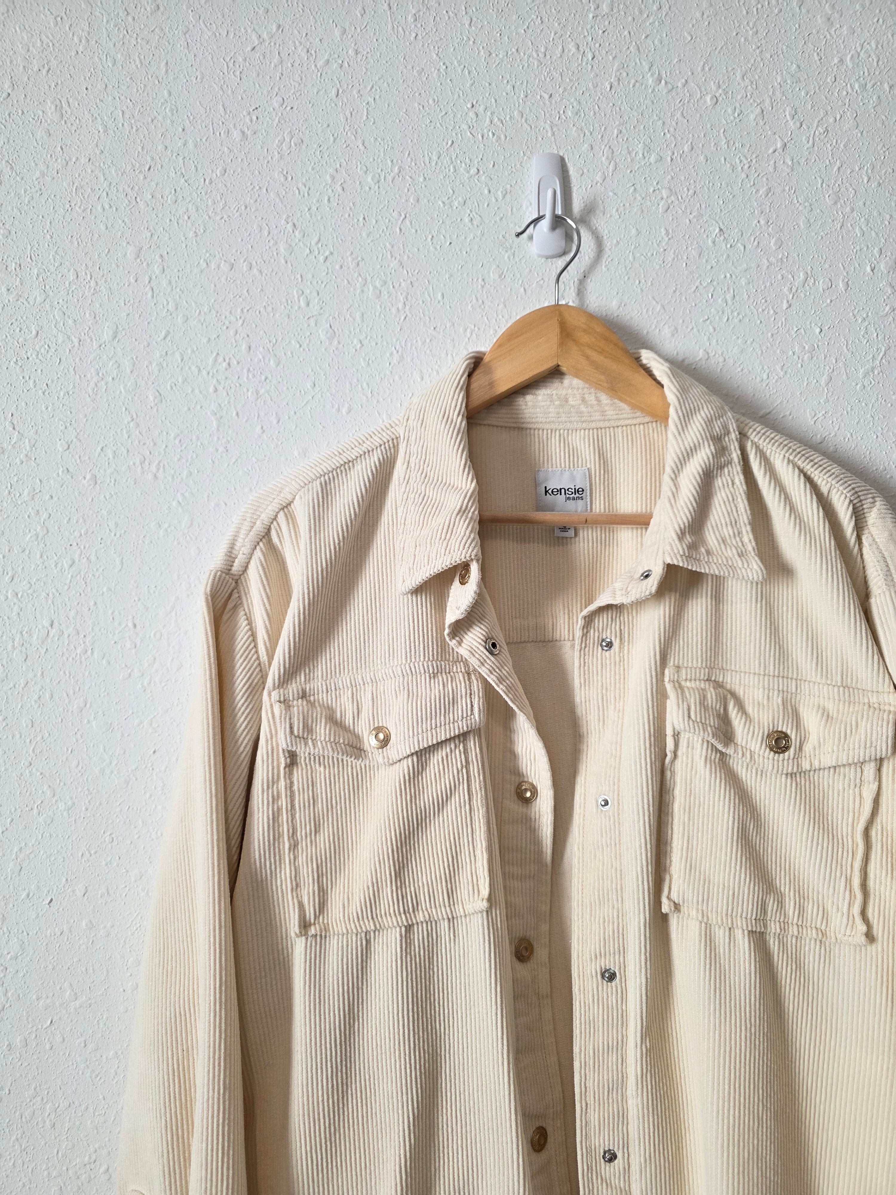 Cream Cord Button Up Jacket (L)