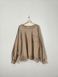Zenana Brown Crew Sweatshirt (3X)