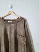 Zenana Brown Crew Sweatshirt (3X)