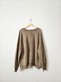 Zenana Brown Crew Sweatshirt (3X)