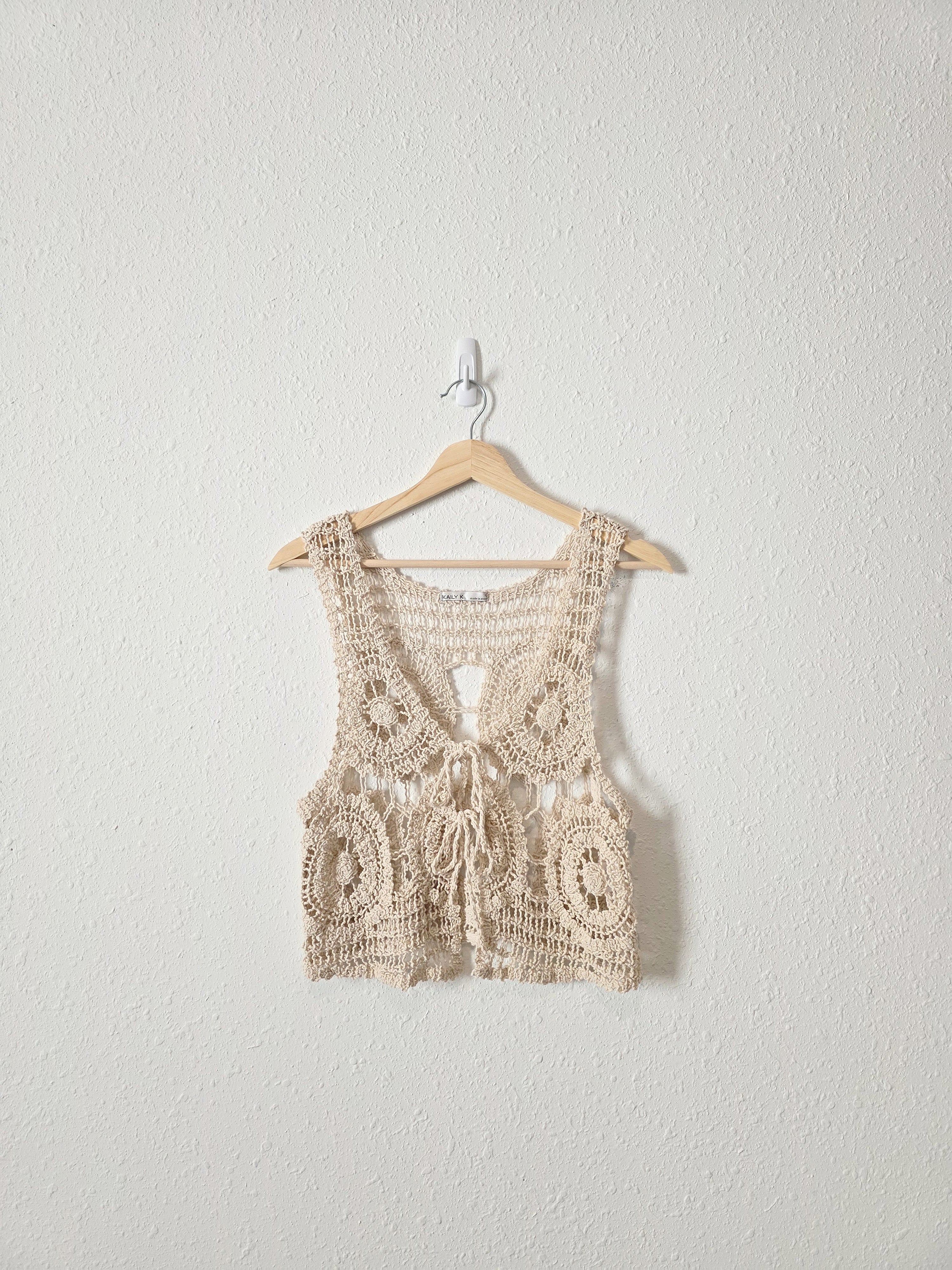 Crochet Tie Front Top (L)