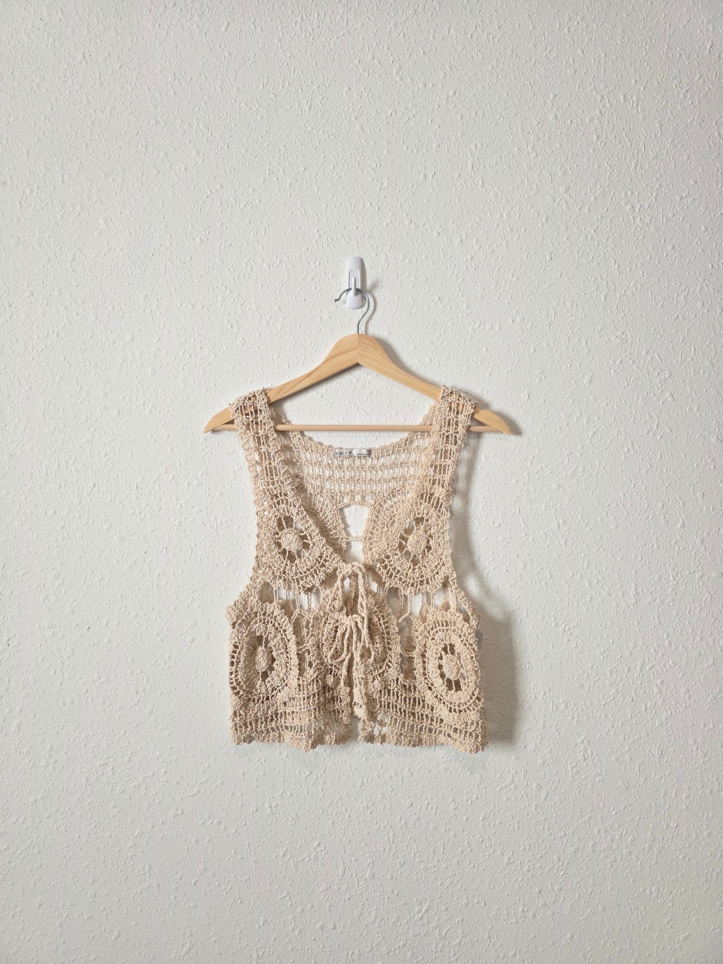 Crochet Tie Front Top (L)
