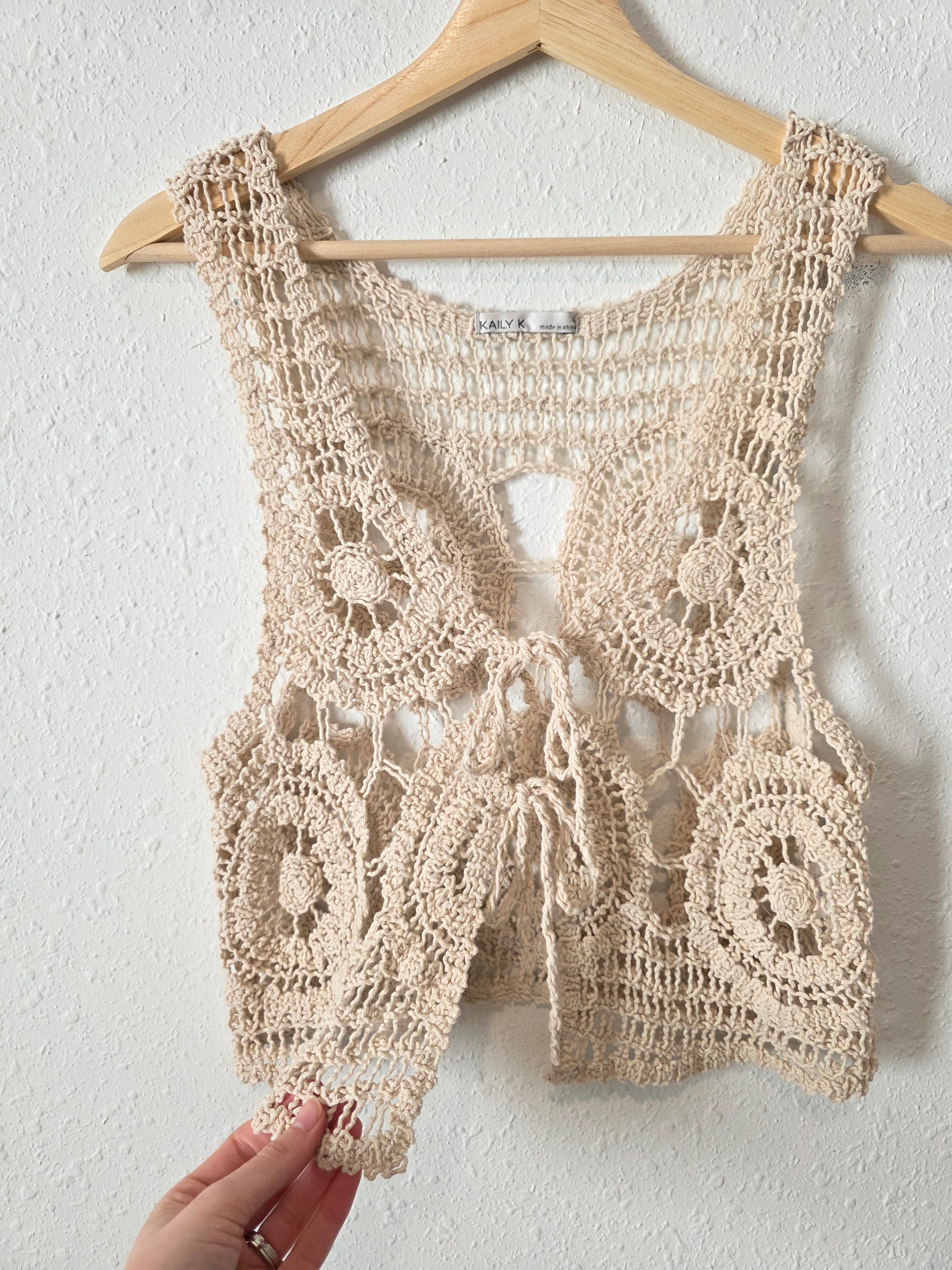 Crochet Tie Front Top (L)