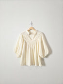 Gauze Puff Sleeve Blouse (L)