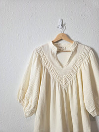 Gauze Puff Sleeve Blouse (L)