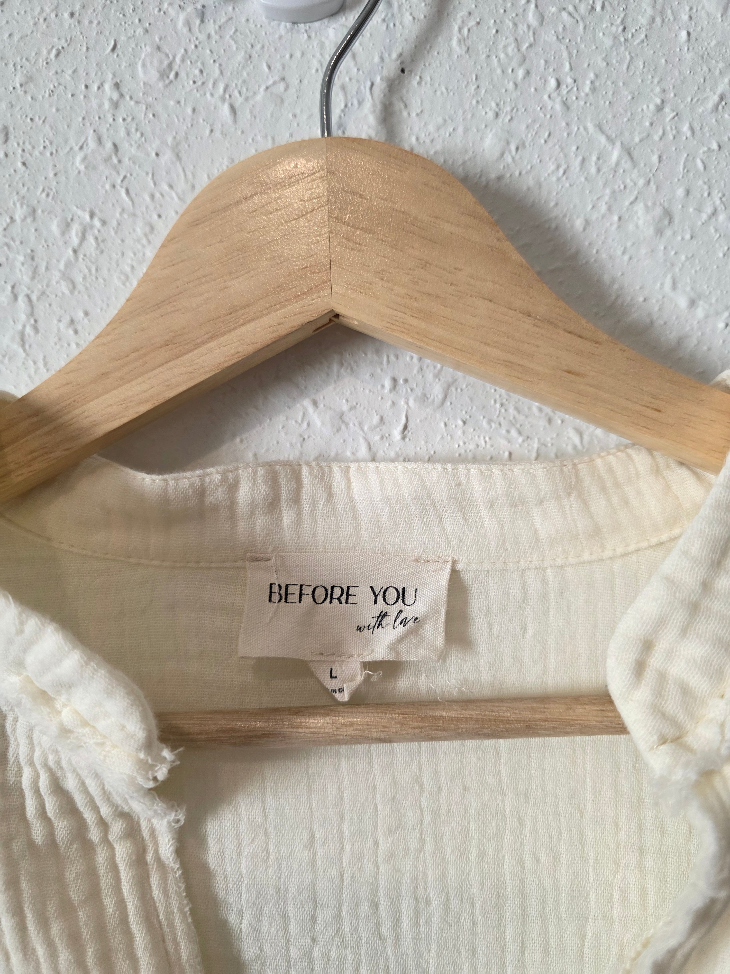 Gauze Puff Sleeve Blouse (L)