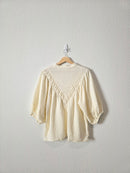 Gauze Puff Sleeve Blouse (L)