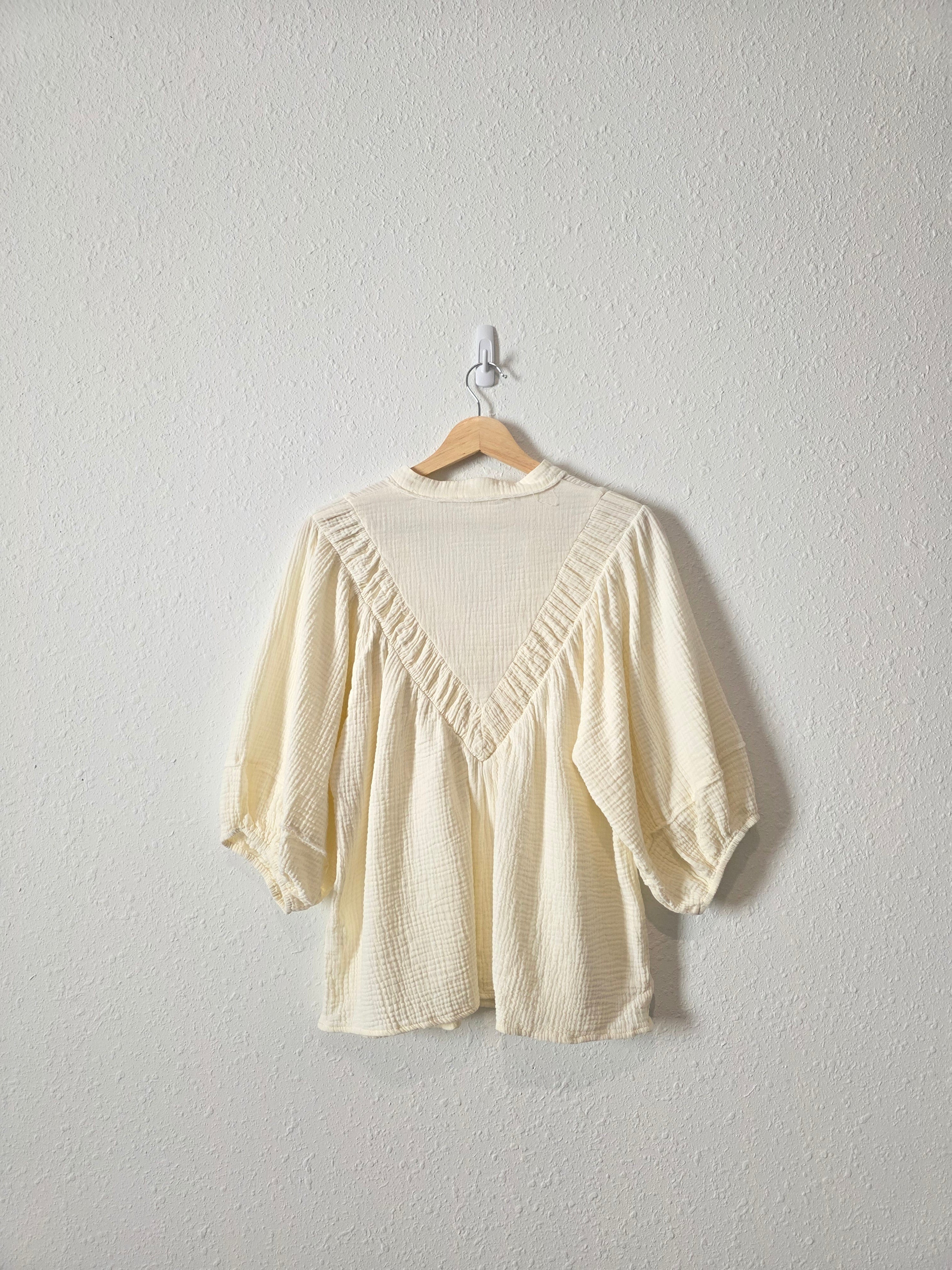 Gauze Puff Sleeve Blouse (L)