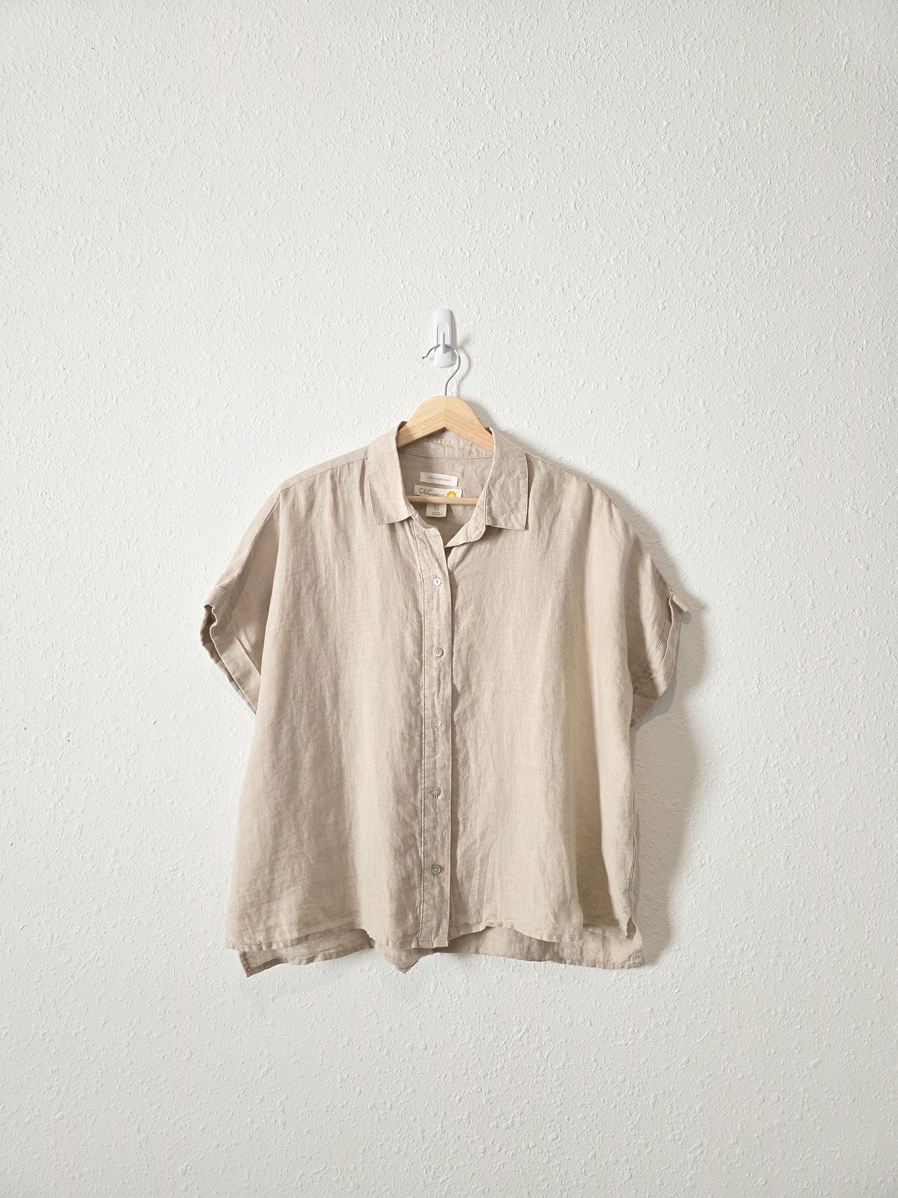 Linen Button Up Boxy Shirt (M)