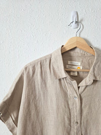 Linen Button Up Boxy Shirt (M)