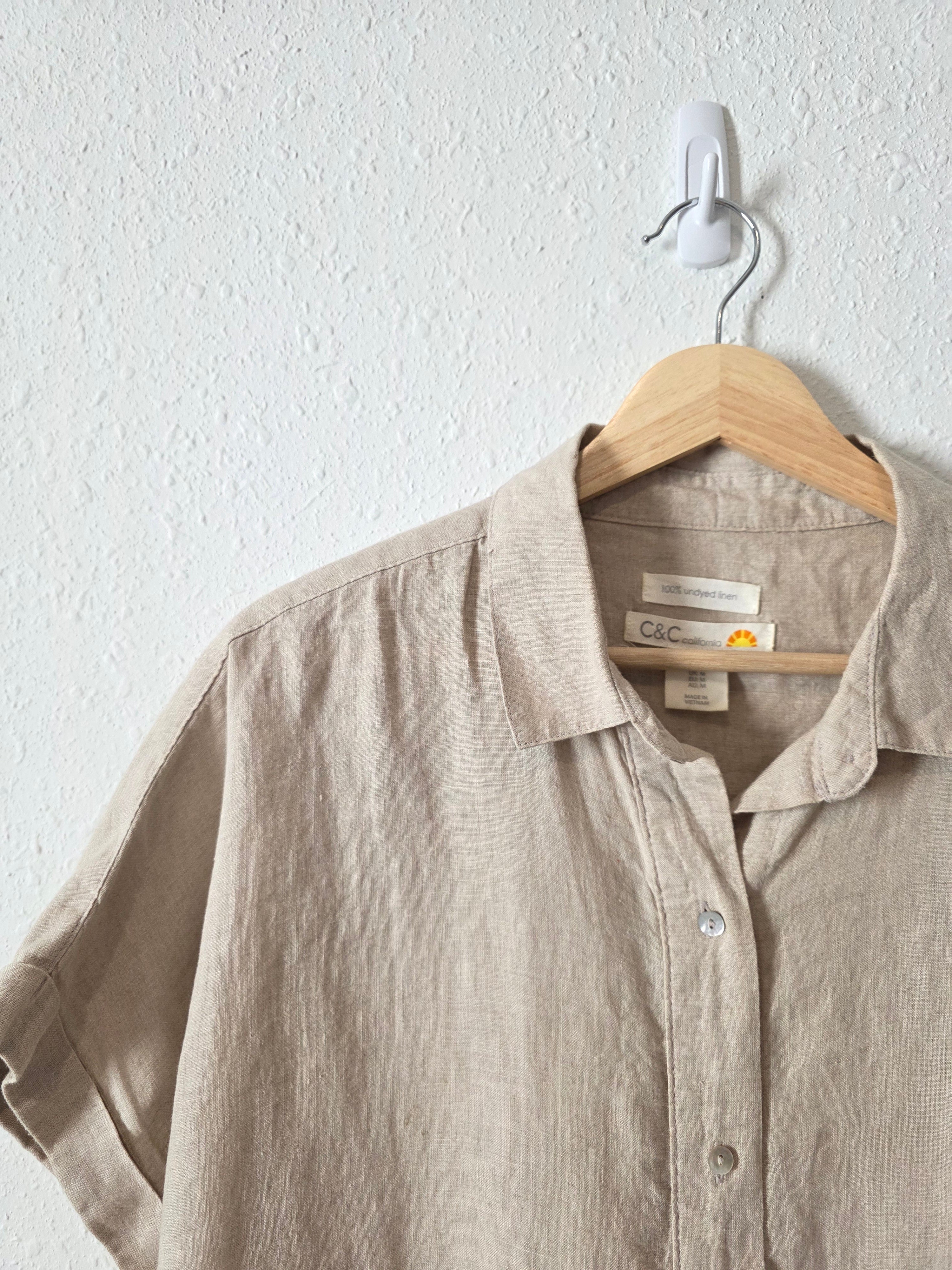 Linen Button Up Boxy Shirt (M)