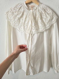 Rebecca Taylor Eyelet Collared Top (S)