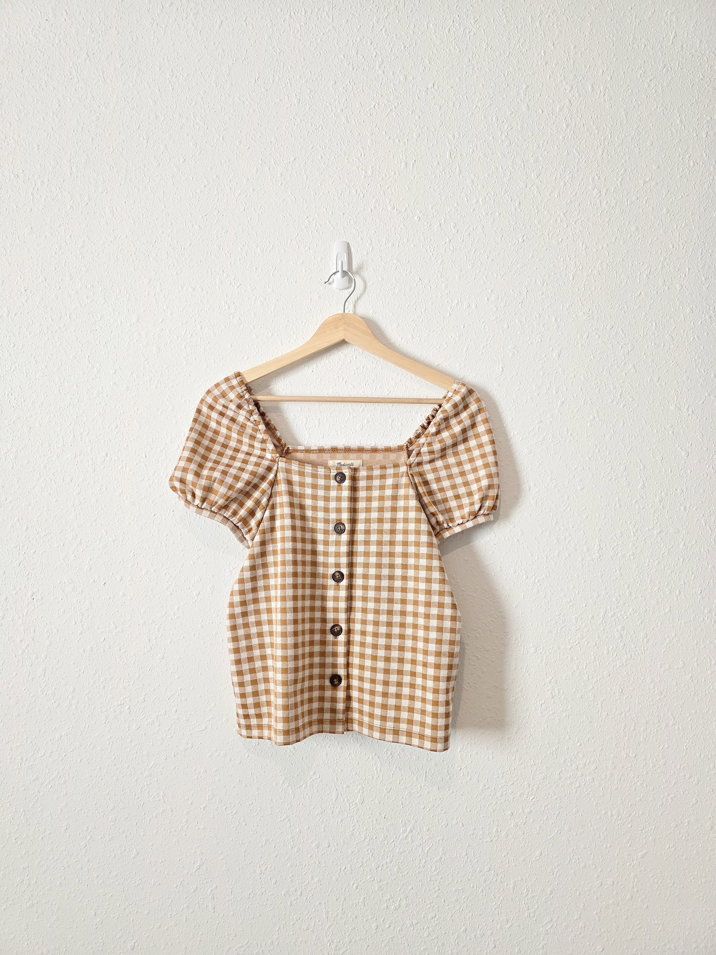 Madewell Gingham Square Neck Top (XS)