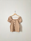 Madewell Gingham Square Neck Top (XS)