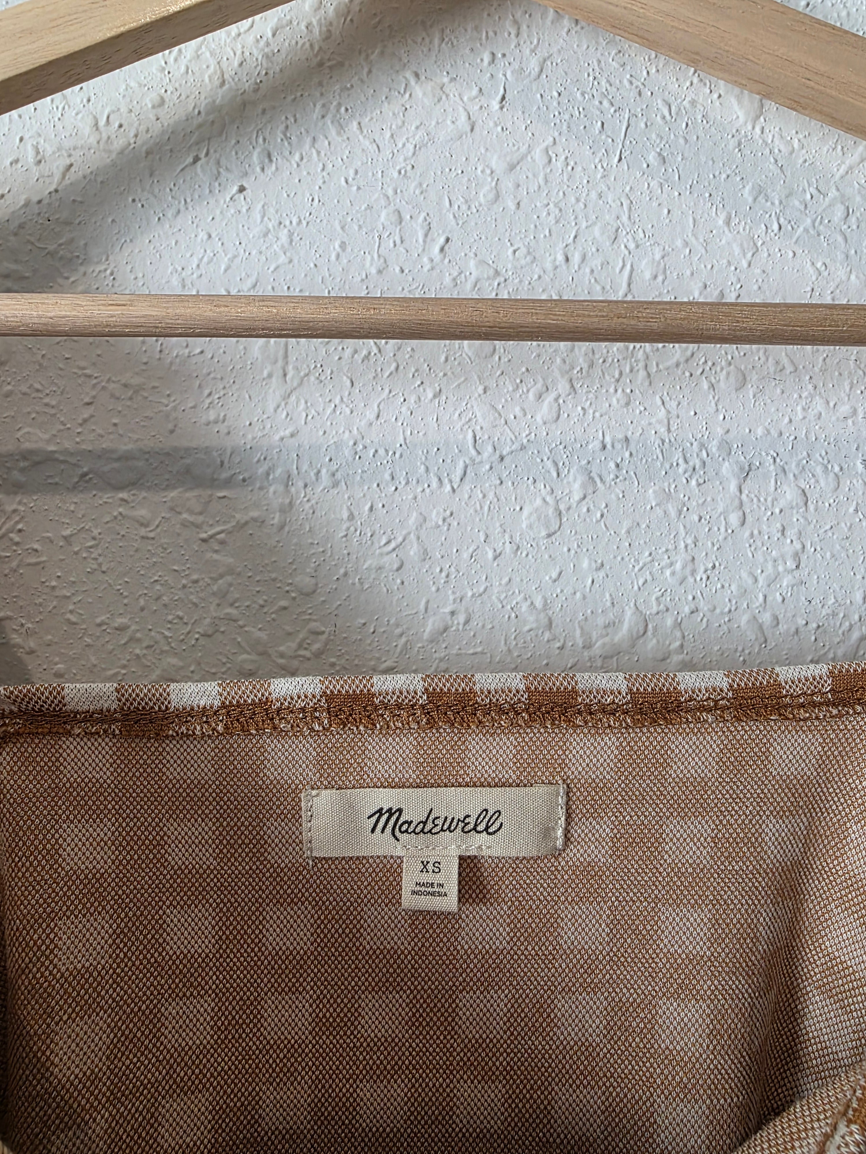 Madewell Gingham Square Neck Top (XS)
