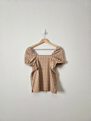 Madewell Gingham Square Neck Top (XS)
