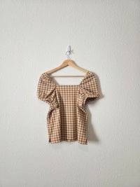 Madewell Gingham Square Neck Top (XS)