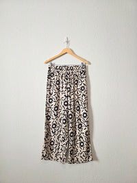 Floral Wide Leg Linen Blend Pants (M)