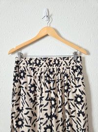 Floral Wide Leg Linen Blend Pants (M)