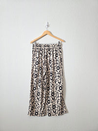Floral Wide Leg Linen Blend Pants (M)