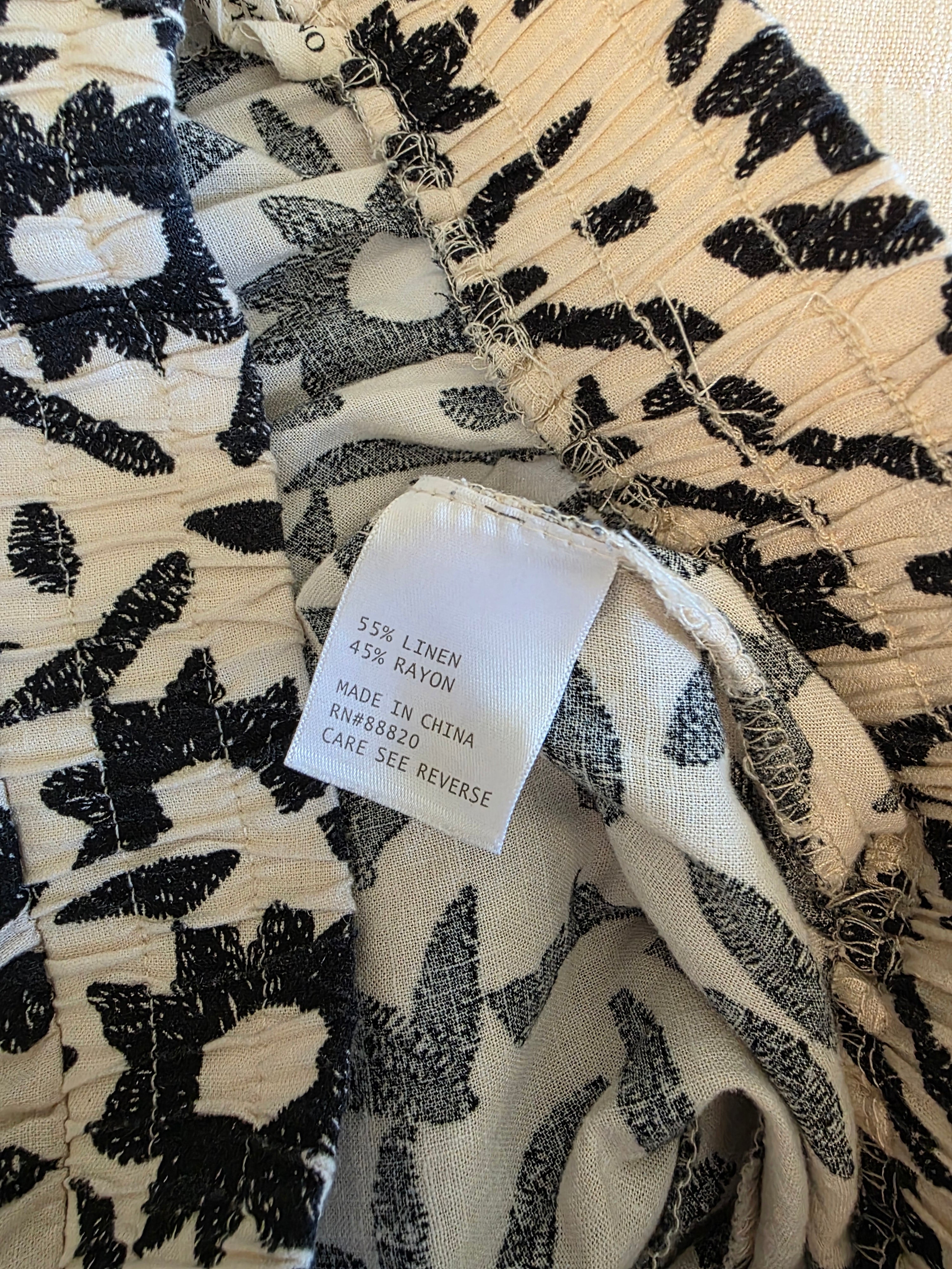 Floral Wide Leg Linen Blend Pants (M)