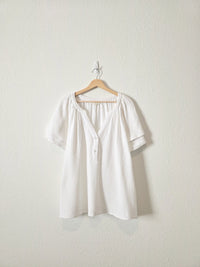 White Cotton Gauze Top (1X)