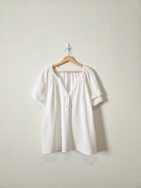 White Cotton Gauze Top (1X)