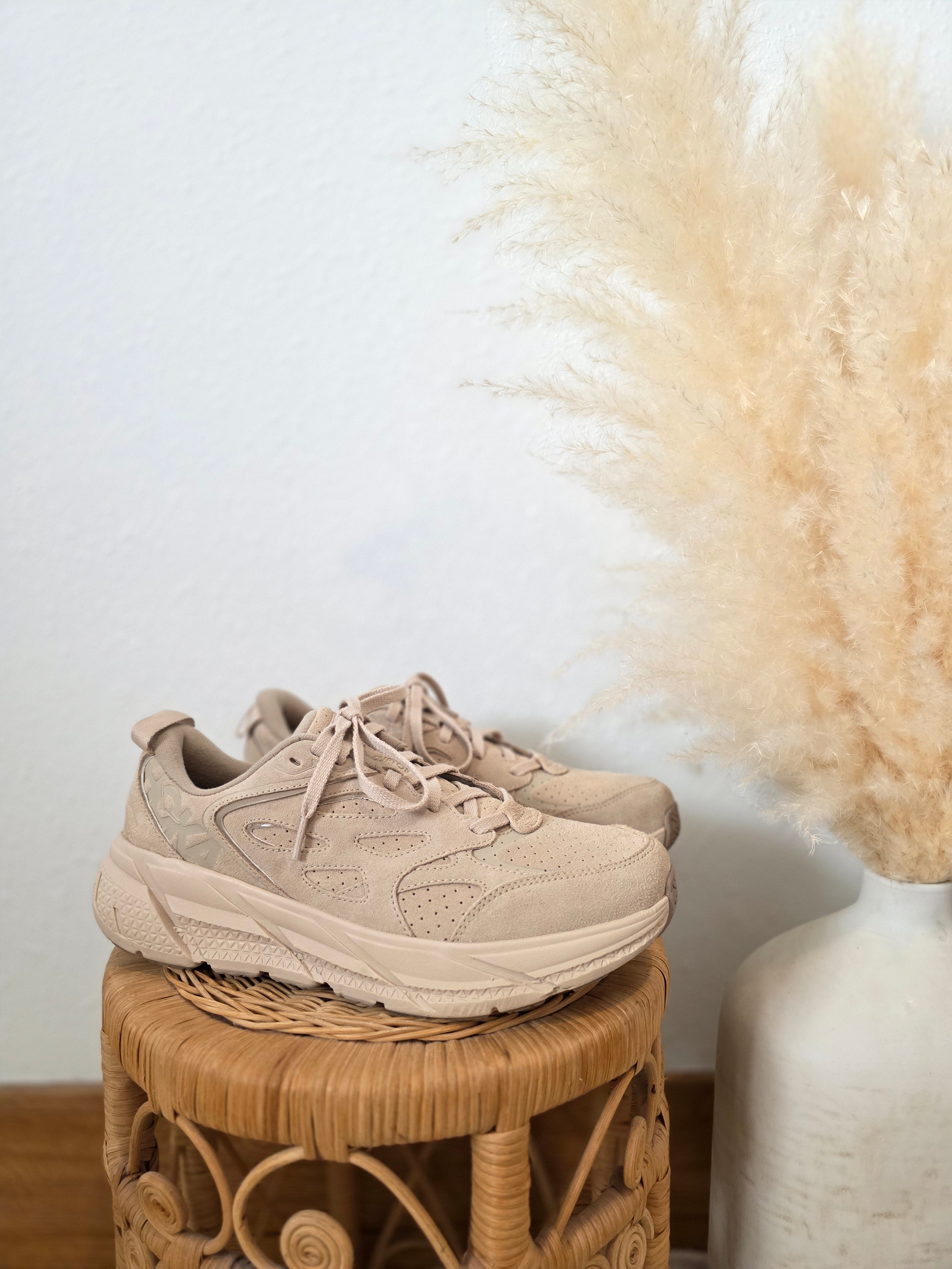 Hoka Clifton Suede Chunky Sneakers (10.5)