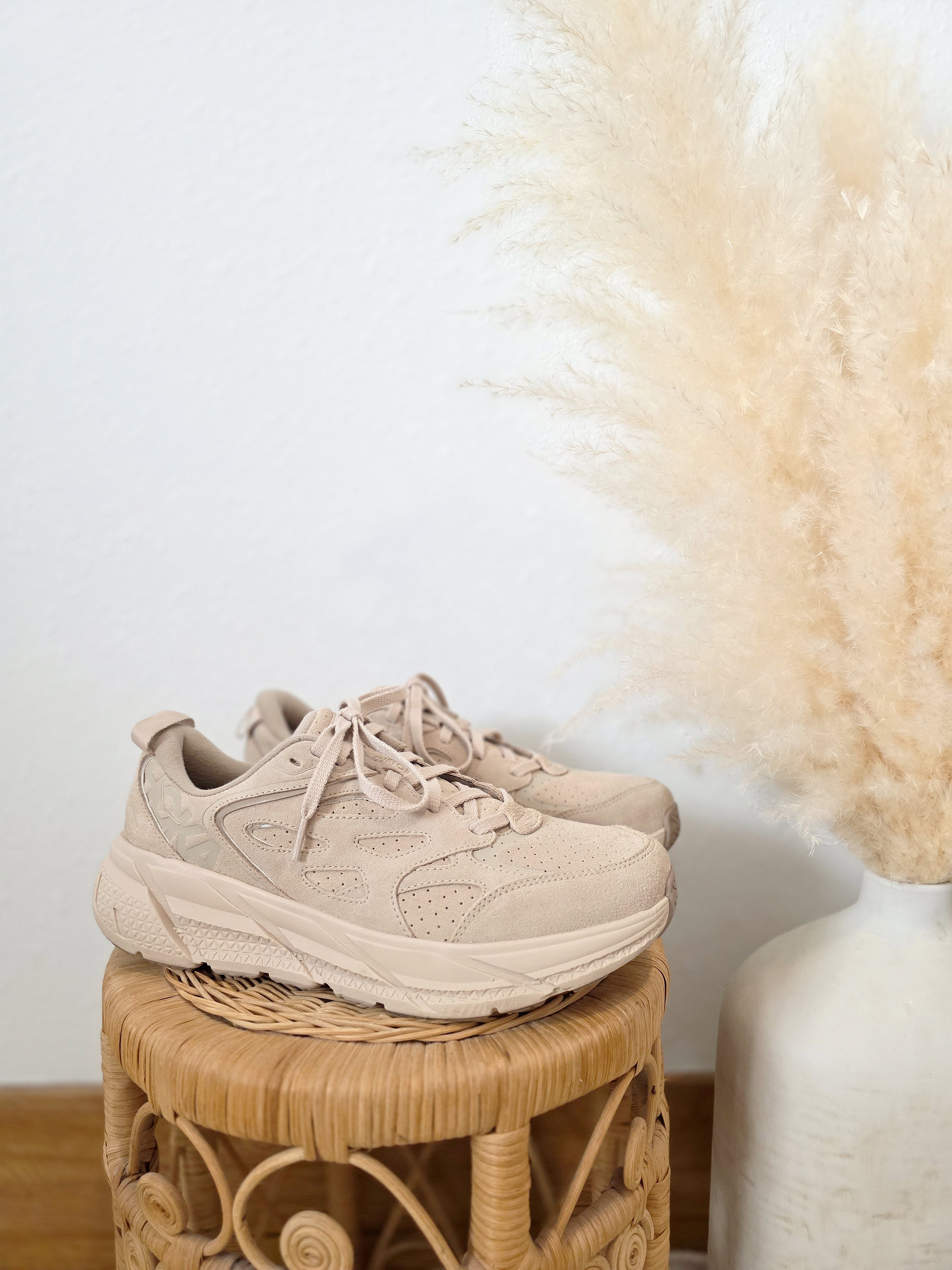 Hoka Clifton Suede Chunky Sneakers (10.5)