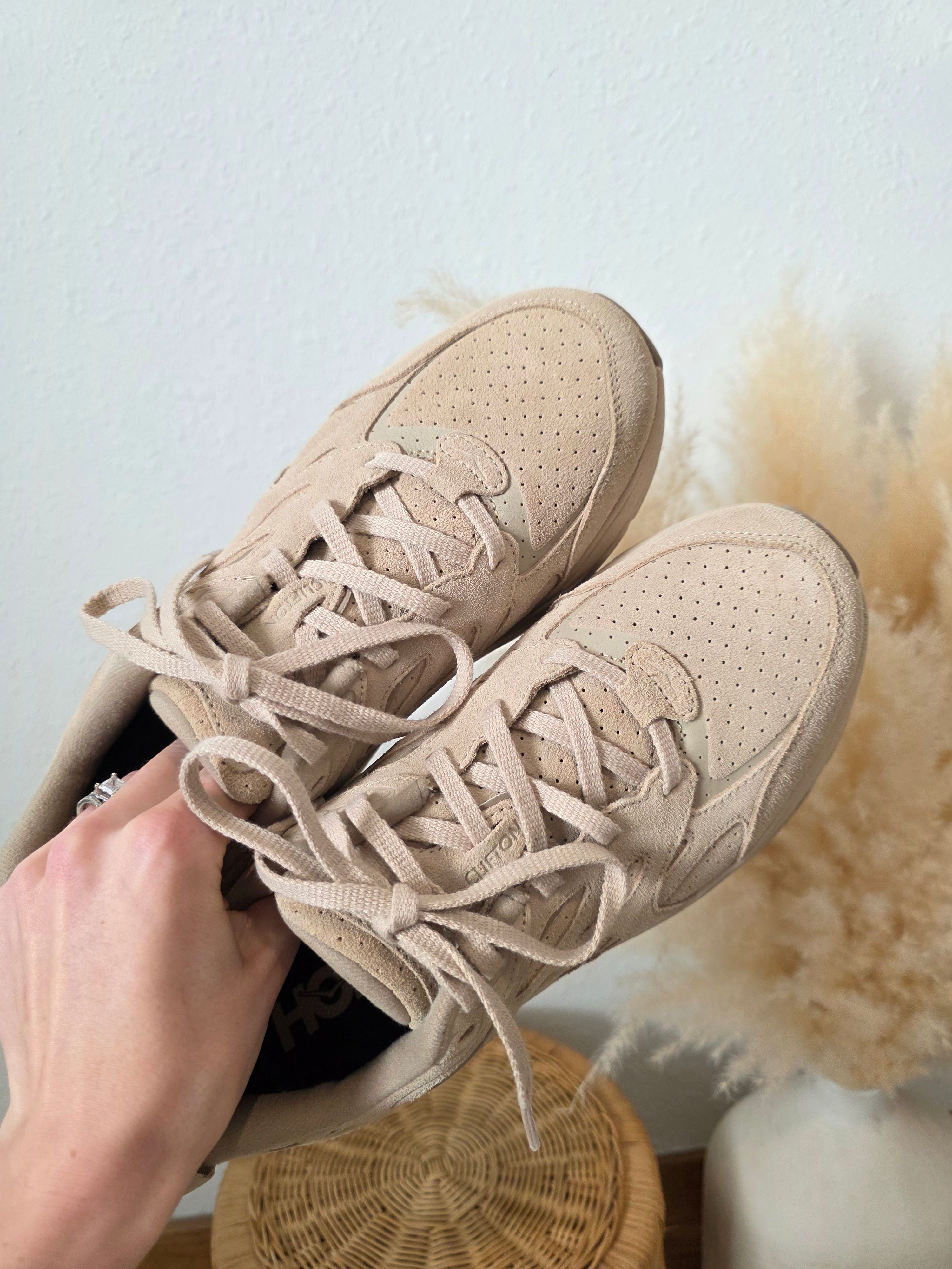 Hoka Clifton Suede Chunky Sneakers (10.5)
