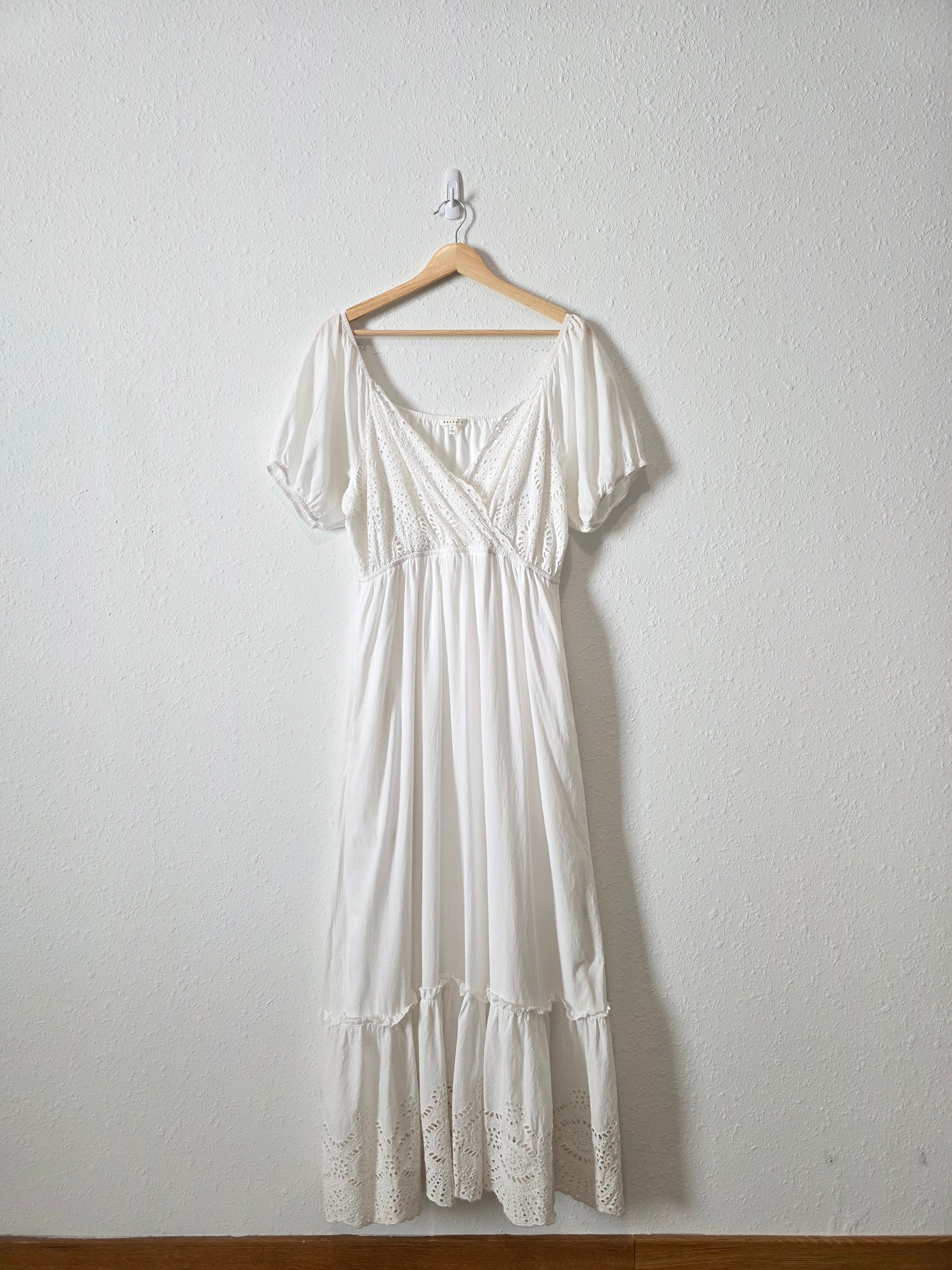 White Eyelet Maxi Dress (L)