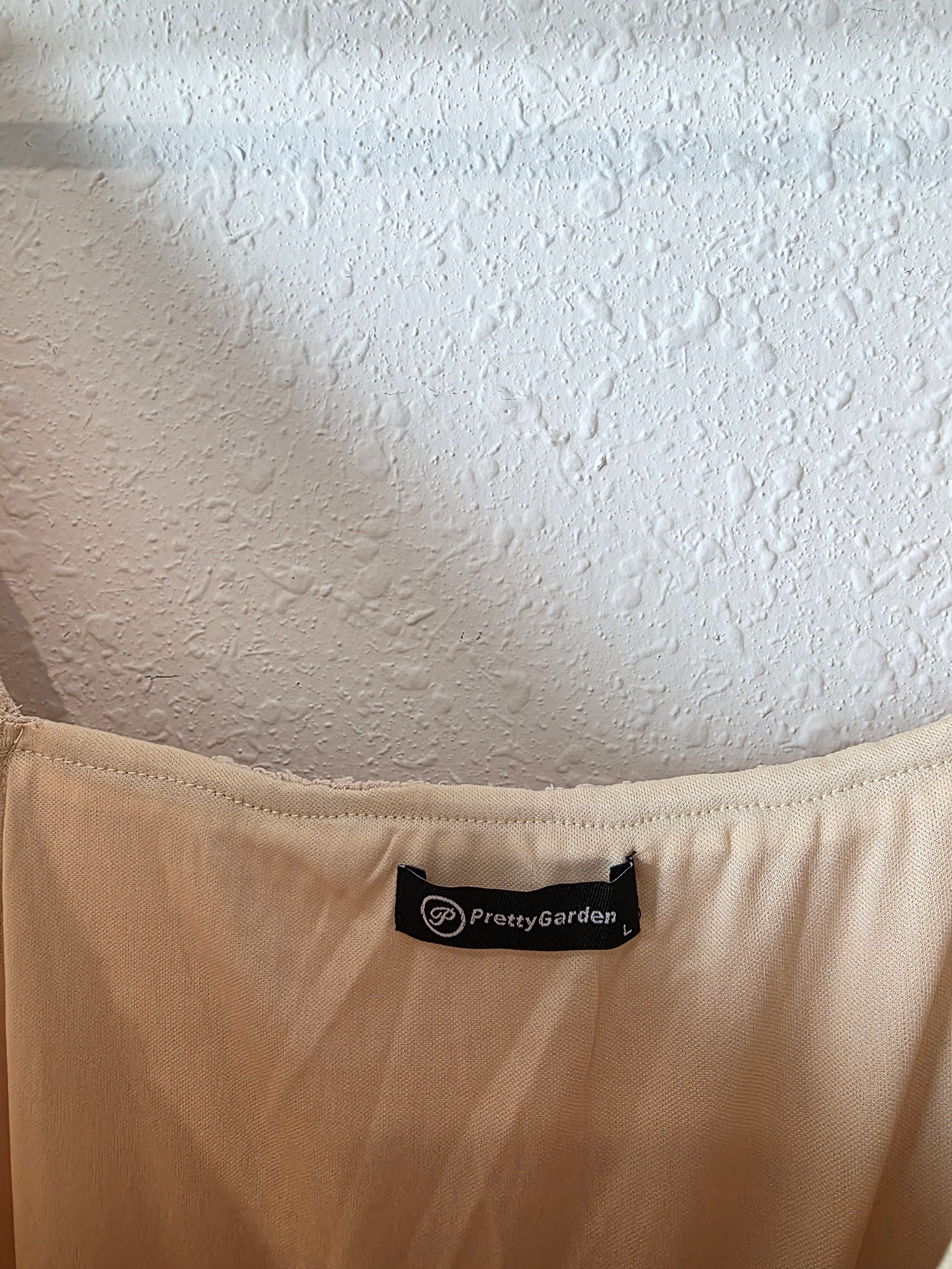 Smocked Puff Sleeve Midi Dress (L)